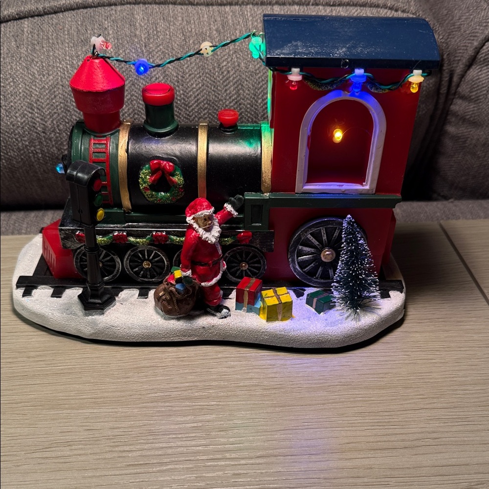 Festive Holiday Train Decoration with Santa - Multicolor